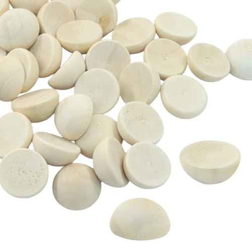 Rierdge 300 Stück halbe Holzperlen, 15 x 7,5 mm, unlackiert, glatte Halbkugelperlen für Bastelarbeiten, Malerei, Kinder-Kunstprojekte, Heim- und Partyzubehör von Rierdge