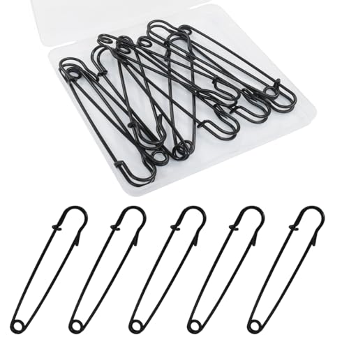 Rierdge Große Sicherheitsnadeln, 10 Stück, 10 cm, robust, schwarz, Sicherheitsnadeln für Kleidung, Decken, Bastelarbeiten von Rierdge
