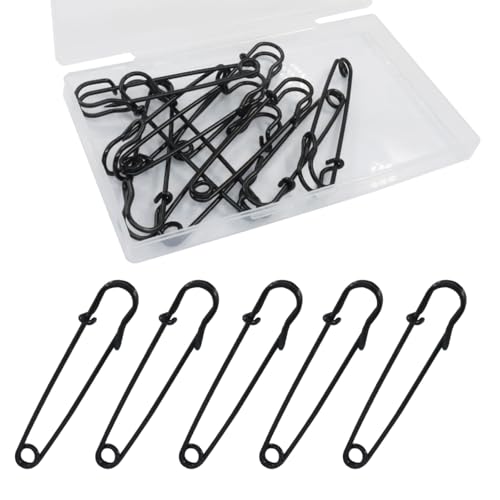 Rierdge Große Sicherheitsnadeln, 7,6 cm, robust, schwarz, Sicherheitsnadeln für Kleidung, Decken, Handwerk, 10 Stück von Rierdge