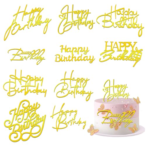 Rierousy 10 Stück Happy Birthday Tortendeko, Tortendeko Geburtstag, Acryl Kuchen Deko Geburtstag, Happy Birthday Cake Topper Gold für Kinder Cupcake Erwachsene Birthday Rierousy 10 Stück Happy Birthday Tortendeko, Tortendeko Geburtstag, Acryl Kuchen Deko Geburtstag, Happy Birthday Cake Topper Gold für Kinder Cupcake Erwachsene Birthday von Rierousy