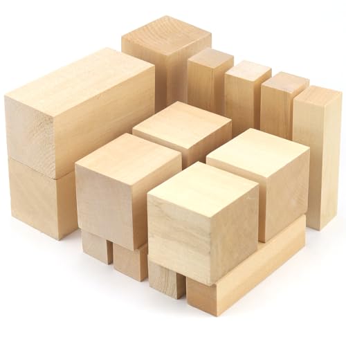 Lindenholz zum Schnitzen, Holzblöcke zum Basteln, Schnitzholz Set, Balsaholz, Holzblock Massiv, Natürlich Balsaholz Klötzchen zum Basteln, Holzschnitzerei-Set (15) von Rierousy