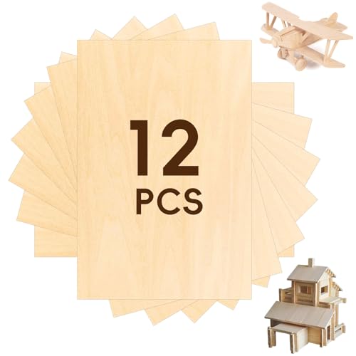 Rierousy 12 Stücke holzplatten zum basteln 300 * 200 * 1.5mm Lindenholz balsaholz Sperrholaplatte sperrholz für DIY Holzarbeiten, Laserbearbeitung, Kunst und Handwerk, Gemälde von Rierousy