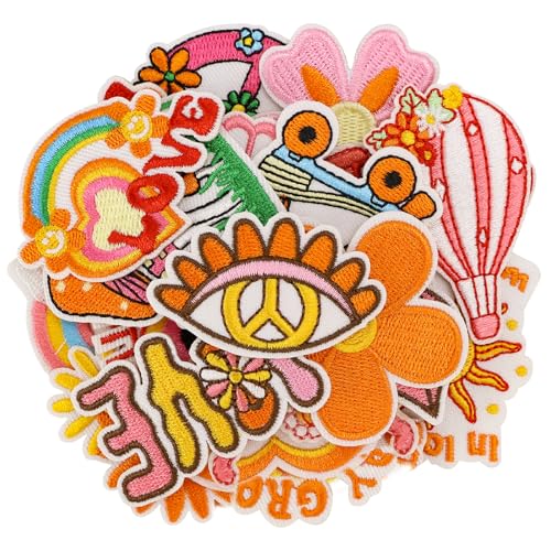 Rierousy 25er Hippie Vintage Bügelbilder und Aufnäher, Groovy Boho Peace-Zeichen Stickerei Patches zum Aufbügeln Oder Aufnähen für Kleidung, Rucksack, Jacke, Jeans, Shirt DIY Crafts Rierousy 25er Hippie Vintage Bügelbilder und Aufnäher, Groovy Boho Peace-Zeichen Stickerei Patches zum Aufbügeln Oder Aufnähen für Kleidung, Rucksack, Jacke, Jeans, Shirt DIY Crafts von Rierousy