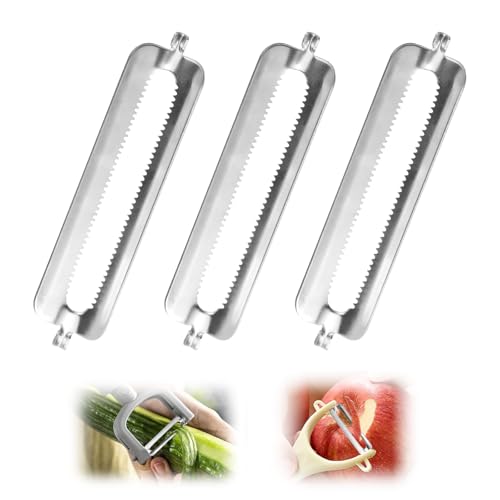 Rierousy 3 Stücke Schäler Ersatzklinge, Ersatzklingen für Flachschliff Profischäler, Turbo Schäler, Sparschäler (3pcs-Gezackt) Rierousy 3 Stücke Schäler Ersatzklinge, Ersatzklingen für Flachschliff Profischäler, Turbo Schäler, Sparschäler (3pcs-Gezackt) von Rierousy