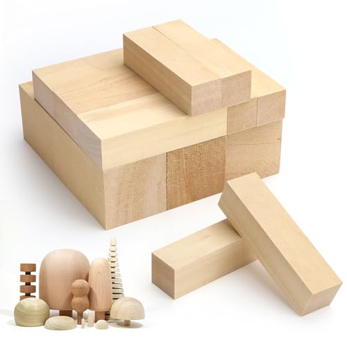 Rierousy Lindenholz zum Schnitzen, Holzblöcke zum Basteln, Schnitzholz Set, Balsaholz, Holzblock Massiv, Natürlich Balsaholz Klötzchen zum Basteln, Holzschnitzerei-Set (15x5x5、10x4x2.5、10x2.5x2.5) von Rierousy
