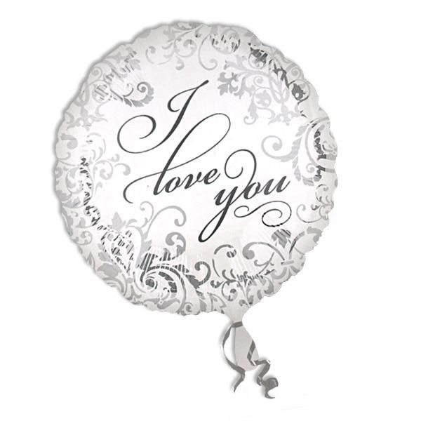 Folienballon rund, I Love You Hochzeitsballon, weiß/silbern, 35 cm von Riethmüller