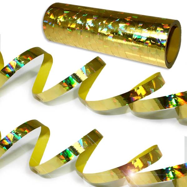 Holographische Luftschlangen Regenbogen, goldfarben glänzend, 1 Rolle Holographische Luftschlangen Regenbogen, goldfarben glänzend, 1 Rolle von Riethmüller