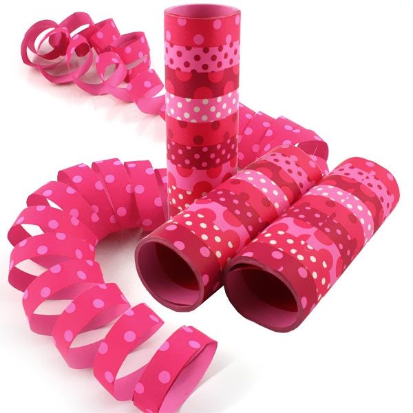 Luftschlangen pink gepunktet, 3&nbsp;Rollen Papierschlangen mit wunderschönem Muster von Riethmüller