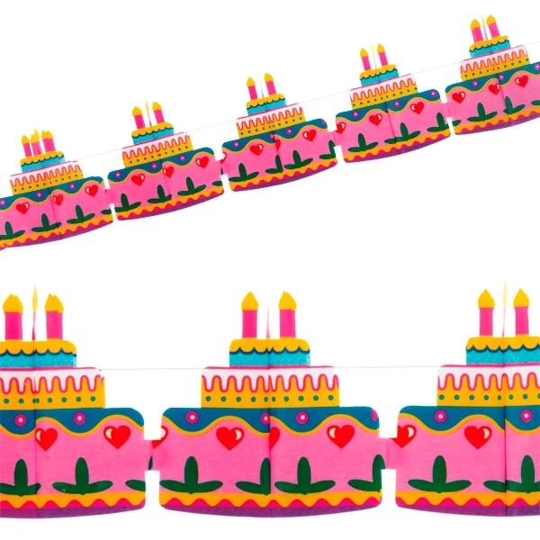 Papiergirlande mit hübschem Geburtstagstorten-Motiv, d=17 cm, 4m von Riethmüller