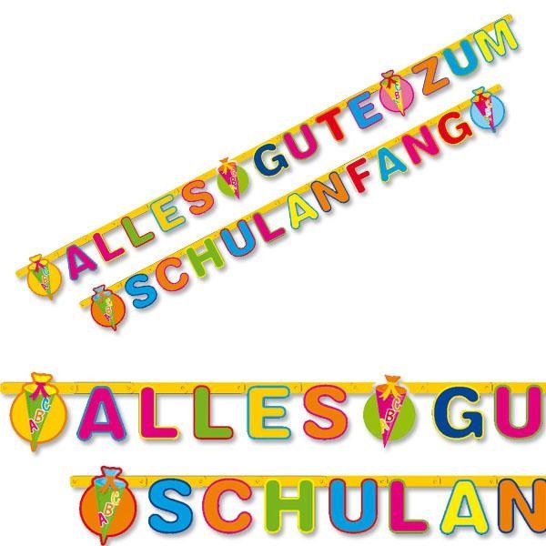 Partykette Alles Gute zum Schulanfang, ca. 3m, mit Zuckertüten-Motiv von Riethmüller