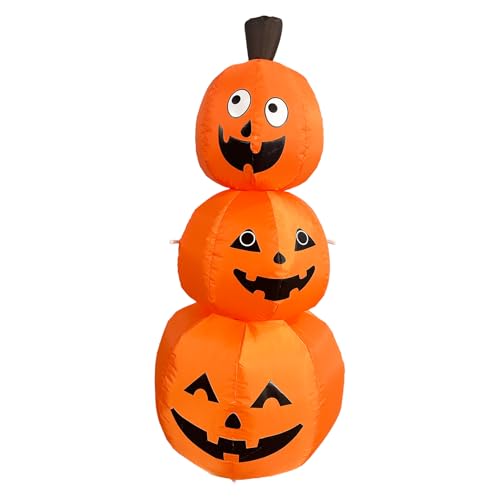 Riethmüller Inflatable gestapelte Kürbisse 60x60x120 cm - Halloween Deko Outdoor & Indoor - Kürbis Figur mit Gebläse, Lichteffekte - inkl. Heringe & Seile von Riethmüller