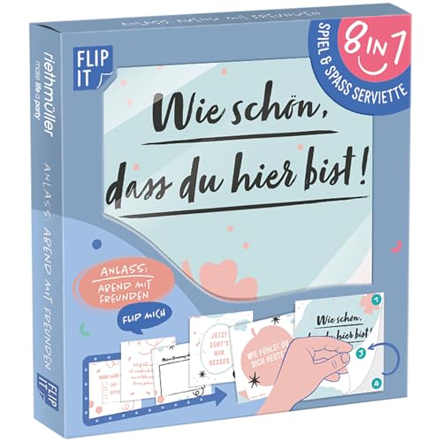 Riethmüller Servietten "Abend mit Freunden" 33cm x 33cm, 12 Stück, beidseitig bedruckt - Große Papier-Servietten mit 8 interaktiven Spaß-Motiven für Spieleabende & gesellige Runden - Tischdeko Riethmüller Servietten "Abend mit Freunden" 33cm x 33cm, 12 Stück, beidseitig bedruckt - Große Papier-Servietten mit 8 interaktiven Spaß-Motiven für Spieleabende & gesellige Runden - Tischdeko von Riethmüller