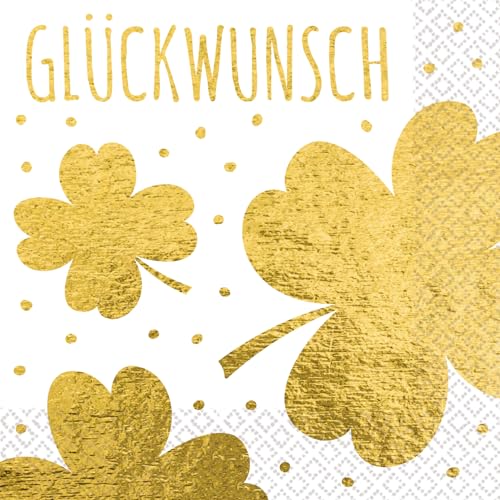 Riethmüller Servietten "Glückwunsch" 33cm x 33cm, 16 Stück - Große Papier-Servietten mit Spruch für Geburtstag, Jahrestag & Jubiläum - Tischdeko von Riethmüller