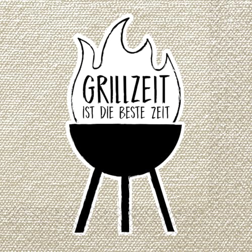 Riethmüller Servietten "Grillzeit ist die beste Zeit" 33cm x 33cm, 16 Stück - Große Papier-Servietten mit Spruch für Grillfeier & Gartenparty - Tischdeko von Riethmüller