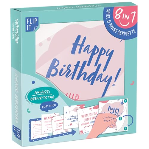 Riethmüller Servietten "Happy Birthday" 33cm x 33cm, 12 Stück, beidseitig bedruckt - Große Papier-Servietten mit 8 interaktiven Spaß-Motiven für Geburtstage - Tischdeko Riethmüller Servietten "Happy Birthday" 33cm x 33cm, 12 Stück, beidseitig bedruckt - Große Papier-Servietten mit 8 interaktiven Spaß-Motiven für Geburtstage - Tischdeko von Riethmüller