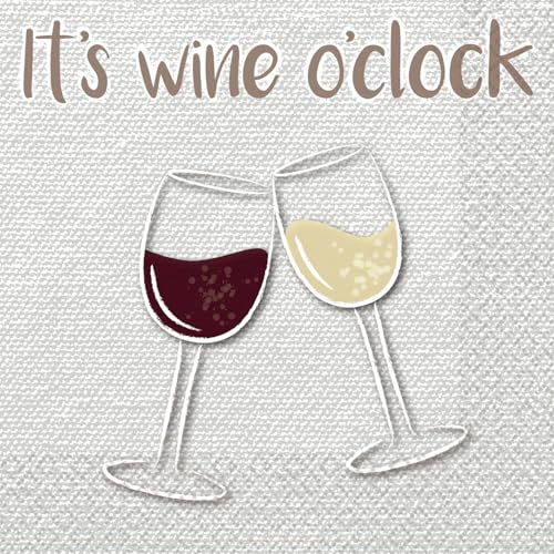 Riethmüller Servietten "It's wine o'clock" 33cm x 33cm, 16 Stück - Große Papier-Servietten mit Spruch für Mädelsabend, Feiern & Dinner - Tischdeko Riethmüller Servietten "It's wine o'clock" 33cm x 33cm, 16 Stück - Große Papier-Servietten mit Spruch für Mädelsabend, Feiern & Dinner - Tischdeko von Riethmüller