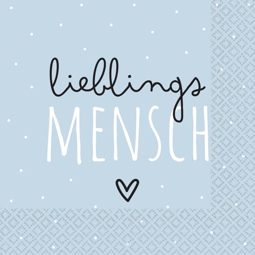 Riethmüller Servietten "Lieblingsmensch" 33cm x 33cm, 16 Stück - Große Papier-Servietten mit Spruch für Feiern & Dinner - Tischdeko von Riethmüller