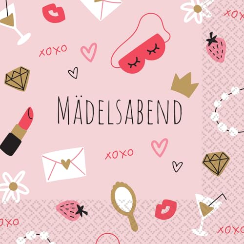 Riethmüller Servietten "Mädelsabend" 33cm x 33cm, 16 Stück - Große Papier-Servietten mit Spruch für Mädelsabend & Feiern - Tischdeko Riethmüller Servietten "Mädelsabend" 33cm x 33cm, 16 Stück - Große Papier-Servietten mit Spruch für Mädelsabend & Feiern - Tischdeko von Riethmüller