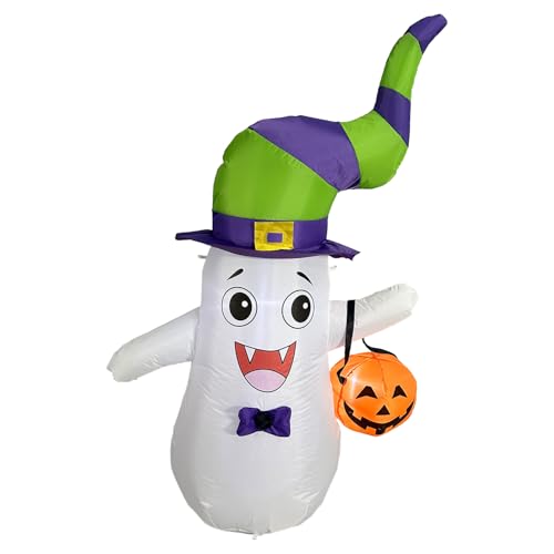 Riethmüller freundlicher Geist 93x57x151 cm - Halloween Deko Outdoor & Indoor - Figur mit Gebläse, Lichteffekte - inkl. Heringe & Seile - Party Geister Dekoration für den Garten von Riethmüller