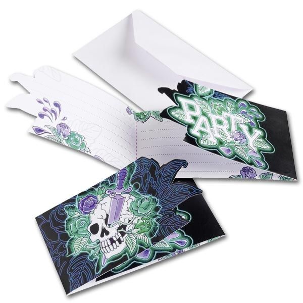 Skull Einladungskarten mit Totenkopf, 6er Pack mit Umschlägen, 8×13cm von Riethmüller