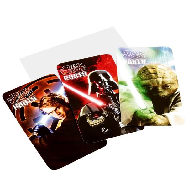 Star Wars Einladungskarten 6er Pack mit Umschlägen, jedes Motiv 2 Mal von Riethmüller
