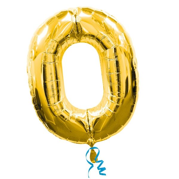 XXL Folienballon als Zahl 0 in Gold, 1&nbsp;Zahlenballon für runde Geburtstage von Riethmüller