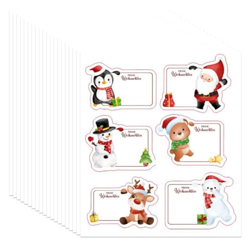 120 Stück Aufkleber Weihnachten,Aufkleber zum Beschriften Beschreibbar Geschenkaufkleber Namensaufkleber Weihnachten Weihnachtssticker Selbstklebend Weihnachtsaufkleber für Papiertüten Geschenktüten von Riewy