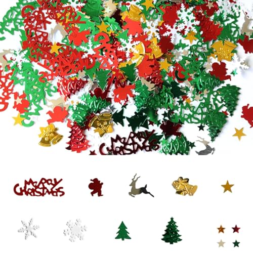15g Konfetti Streudeko Weihnachten Deko,Weihnachtskonfetti Tischdeko Weihnachten Weihnachtsmann Weihnachtsbaum Schneeflocken Stern Konfetti Bunte Weihnachtsdeko für Weihnachts Tischdeko Streudeko von Riewy