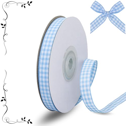 Hellblaues Gingham-Band, Büffelkariertes Band, Frühling Sommer, dünnes kariertes Band, Polyester-Stoff für Geschenkverpackungen, Haar-Accessoires, Basteln, Picknick, Hochzeit, Zuhause Hellblaues Gingham-Band, Büffelkariertes Band, Frühling Sommer, dünnes kariertes Band, Polyester-Stoff für Geschenkverpackungen, Haar-Accessoires, Basteln, Picknick, Hochzeit, Zuhause von Riffance