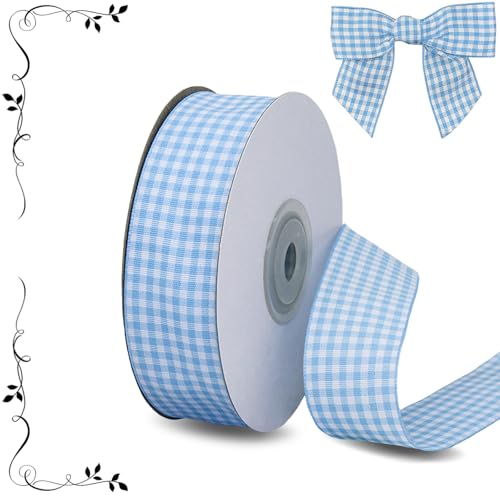 Hellblaues Gingham-Band, Büffelkariertes Band, Frühling Sommer, dünnes kariertes Band, Polyester-Stoff für Geschenkverpackungen, Haar-Accessoires, Basteln, Picknick, Hochzeit, Zuhause Hellblaues Gingham-Band, Büffelkariertes Band, Frühling Sommer, dünnes kariertes Band, Polyester-Stoff für Geschenkverpackungen, Haar-Accessoires, Basteln, Picknick, Hochzeit, Zuhause von Riffance