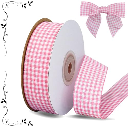 Rosa Gingham-Band, Büffelkariertes Band, Frühling Sommer, dünnes kariertes Band, Polyester-Stoff für Geschenkverpackungen, Haar-Accessoires, Basteln, Picknick, Hochzeit, Zuhause, Party, Dekoration Rosa Gingham-Band, Büffelkariertes Band, Frühling Sommer, dünnes kariertes Band, Polyester-Stoff für Geschenkverpackungen, Haar-Accessoires, Basteln, Picknick, Hochzeit, Zuhause, Party, Dekoration von Riffance