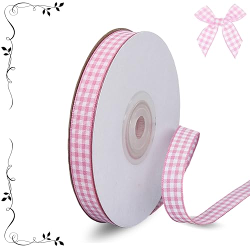 Rosa Gingham-Band, Büffelkariertes Band, Frühling Sommer, dünnes kariertes Band, Polyester-Stoff für Geschenkverpackungen, Haar-Accessoires, Basteln, Picknick, Hochzeit, Zuhause, Party, Dekoration Rosa Gingham-Band, Büffelkariertes Band, Frühling Sommer, dünnes kariertes Band, Polyester-Stoff für Geschenkverpackungen, Haar-Accessoires, Basteln, Picknick, Hochzeit, Zuhause, Party, Dekoration von Riffance