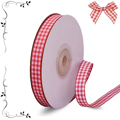 Rotes Gingham-Band, Büffelkariertes Band, Frühling Sommer, dünnes kariertes Band, Polyester-Stoff für Geschenkverpackungen, Haar-Accessoires, Basteln, Picknick, Hochzeit, Zuhause, Party, Dekoration Rotes Gingham-Band, Büffelkariertes Band, Frühling Sommer, dünnes kariertes Band, Polyester-Stoff für Geschenkverpackungen, Haar-Accessoires, Basteln, Picknick, Hochzeit, Zuhause, Party, Dekoration von Riffance