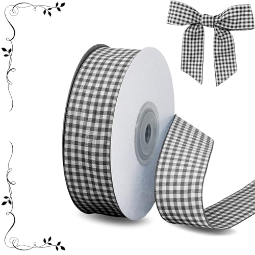 Schwarzes Gingham-Band, Büffelkariertes Band, Frühling Sommer, dünnes kariertes Band, Polyester-Stoff für Geschenkverpackungen, Haar-Accessoires, Basteln, Picknick, Hochzeit, Zuhause, Party Schwarzes Gingham-Band, Büffelkariertes Band, Frühling Sommer, dünnes kariertes Band, Polyester-Stoff für Geschenkverpackungen, Haar-Accessoires, Basteln, Picknick, Hochzeit, Zuhause, Party von Riffance