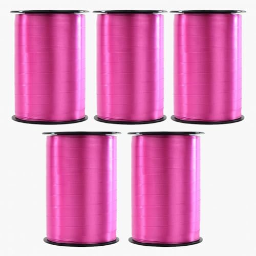 Riffelmacher & Weinberger Polyband Pink 5er Pack je 250 m x 10 mm Kräuselband Geschenkband zum Verpacken, Dekorieren & Basteln glänzend 1250 m Gesamt Geschenke Schleifen 31146 von Riffelmacher & Weinberger