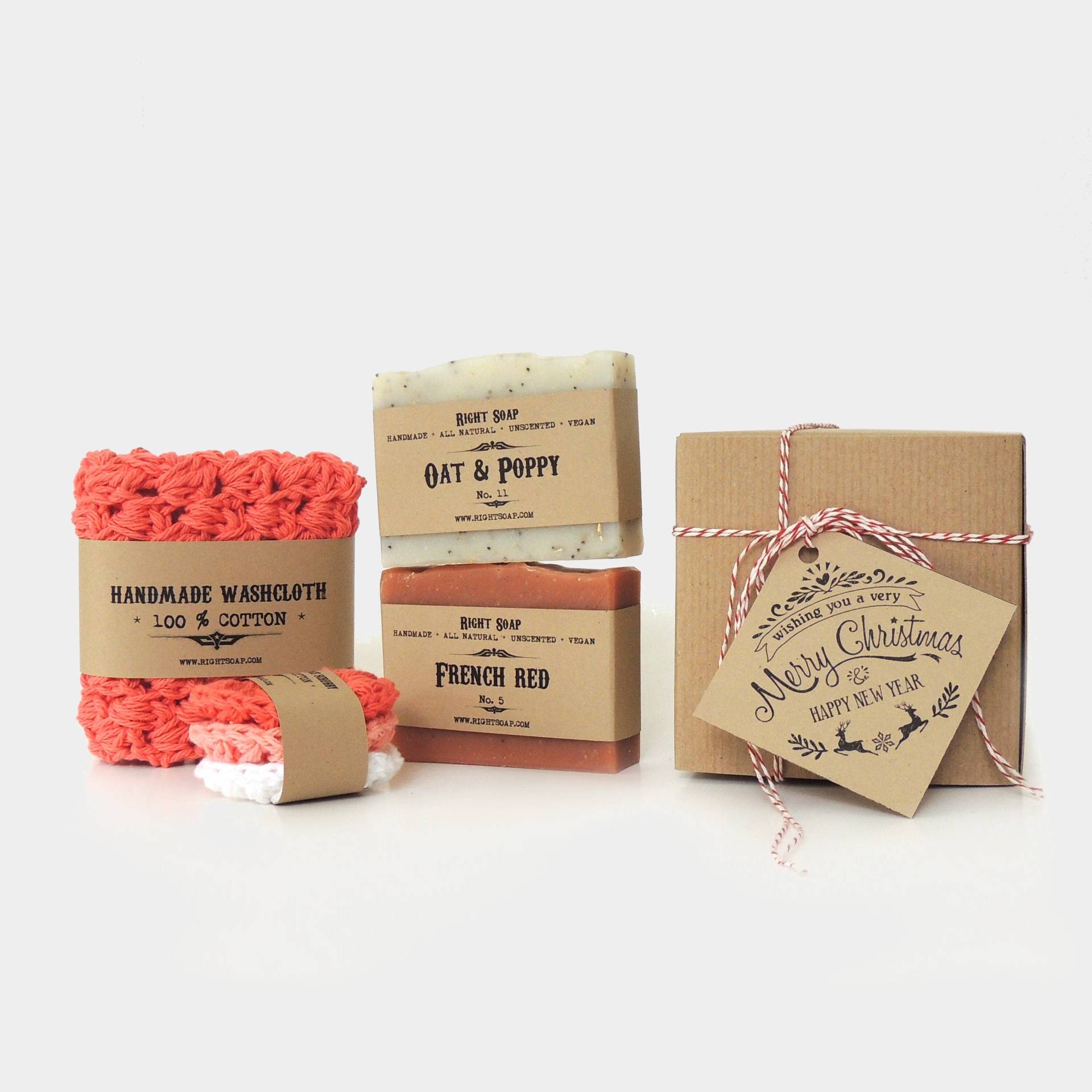 Bade-Geschenk-Set 2 Vegane Seifen, Baumwolle Waschlappen Gesicht Scrubbies, Weihnachts-Geschenk-Box, Stocking Stuffer Für Sie, Handgemachte Bade-Geschenk-Set 2 Vegane Seifen, Baumwolle Waschlappen Gesicht Scrubbies, Weihnachts-Geschenk-Box, Stocking Stuffer Für Sie, Handgemachte von RightSoap
