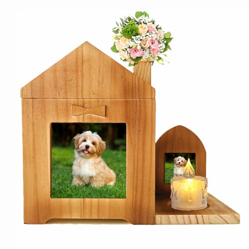 Haustier-Urne für Asche, Cottage Holz Hund Katze Erinnerungsbox mit Kerzenhalter, Haustier Gedenk-Andenken Beerdigungs-Schatullen, Haustier Urne mit Bilderrahmen, personalisierter Fotorahmen Haustier-Urne für Asche, Cottage Holz Hund Katze Erinnerungsbox mit Kerzenhalter, Haustier Gedenk-Andenken Beerdigungs-Schatullen, Haustier Urne mit Bilderrahmen, personalisierter Fotorahmen von Rigrer