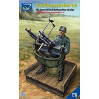 WWII German Zwillingssockel 36 Anti-Aircraft MG Mount w.Solider von Riich Models