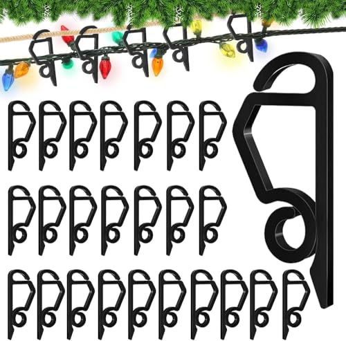 Riisoyu 120 Stück Weihnachtslicht Clips, Kunststoff Lichterkette Haken Weihnachten Mini Haken Outdoor Dachrinnen Haken für Weihnachtsaußenbeleuchtung Deko Hängende Außenleuchten, Schwarz von Riisoyu
