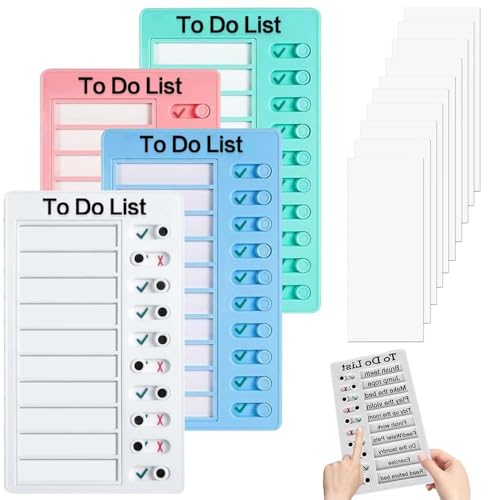 Riisoyu 14 Stück Memo Checkliste Boards, Tragbare 4 To Do List Checklist Board mit 10 Austauschbaren Leeren Papieren Tragbare Memoboards Chore Chart für Zeitplan Lernplanung Erinnerung von Riisoyu
