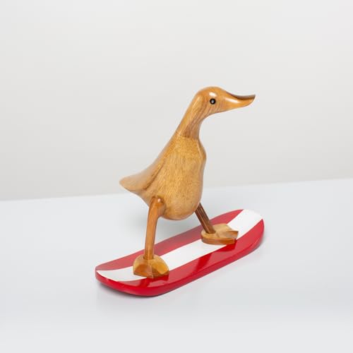 Rikmani Holzfigur Ente Snowboards - Österreich - Handgefertigte Dekoration aus Holz Geschenk Figur von Rikmani