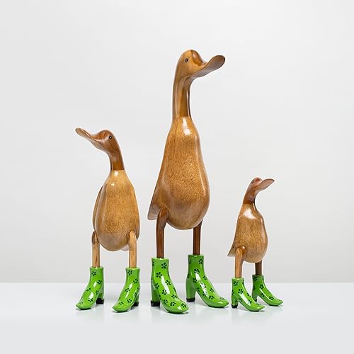 Rikmani - Holzfigur Ente Stiefel Absätze Grün Geblümt - Handgefertigte Dekoration aus Holz Geschenk Figur Set Rikmani - Holzfigur Ente Stiefel Absätze Grün Geblümt - Handgefertigte Dekoration aus Holz Geschenk Figur Set von Rikmani