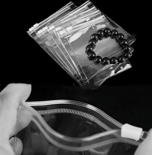 100 selbstklebende PVC-Beutel mit Reißverschluss, transparente Schmuckbeutel, Anti-Oxidationsbeutel,wiederverschließbare Verpackung oder Aufbewahrung, Arrangement Ohrringen und Ringen (8 x 8 cm) von Rikyo