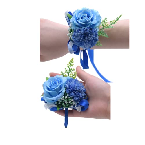 2 Rosenblüten Handgelenk Corsage Boutonniere Set, handgefertigte Seide Blume für Braut Hand Blume Männer Boutonniere, Braut Handgelenk Blume Hand Blume Prom Party Heimkehr Brautjungfer Hand Blume von Rikyo