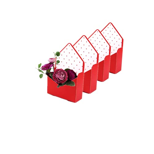5 Stück Blumenbox Floristenstrauß-Verpackung Geschenkbox, wasserdichte Umschläge Papierboxen, Handstrauß-Box, handfaltbarer Blumenstrauß für Hochzeit, Geburtstag, Dekoration, Ornament (rot) von Rikyo