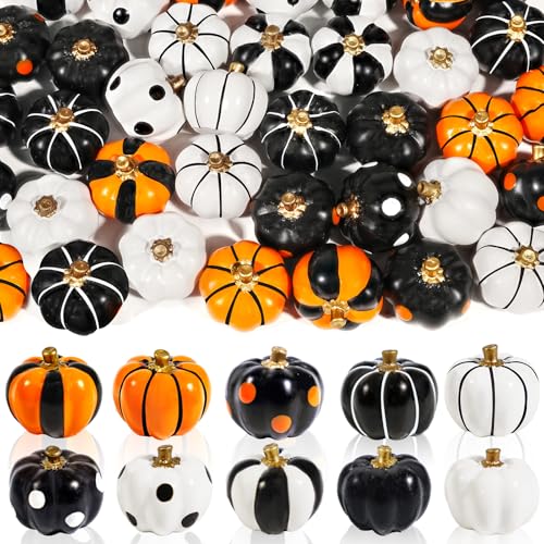 Rileryan Halloween-Mini-Kürbis-Figuren aus Kunstharz, Halloween-Miniaturen, Dorf-Dekoration, winzige mehrfarbige Kürbis-Figuren, Tischdekoration, Kaminsims, Küche, Heimdekoration, 20 Stück von Rileryan