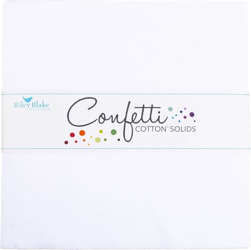Konfetti-Baumwoll-Stoffe, hellweiß, 42 x 25,4 cm, quadratisch, Schichtkuchen, Riley Blake, 10-120-BWHITE-42 von Riley Blake Designs