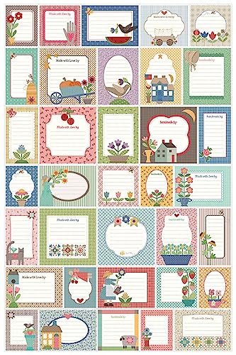 Riley Blake Home Town Stoff von Lori Holt of Bee in My Bonnet, hochwertiger Quiltstoff, perfekt zum Quilten, Basteln, Nähprojekte und mehr (Vintage-Steppetiketten, Home Dec Panel) von Riley Blake Designs