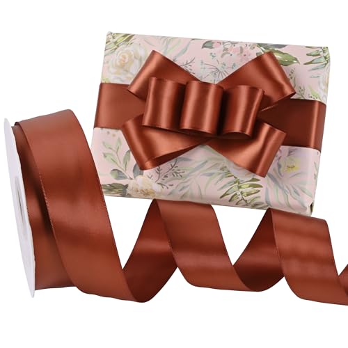 Rilisili Rost-Satinband, 3,8 cm, 45,7 m, doppelseitig, Polyester-Satinbänder für Geschenkverpackungen, Basteln, Hochzeiten, Einladungen, Blumenstrauß, Schleifen, Heimdekoration, Nähen von Rilisili