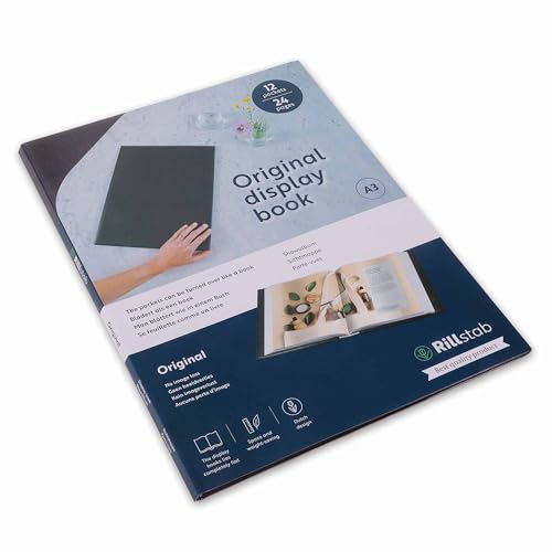 Rillstab A3 Präsentationsmappe für Schule & Projekt - Sichtbuch & Präsentationsbuch - 12 Transparente Hüllen - Dokumente Organisieren ohne Lochen- Schwarz, RI99314 Rillstab A3 Präsentationsmappe für Schule & Projekt - Sichtbuch & Präsentationsbuch - 12 Transparente Hüllen - Dokumente Organisieren ohne Lochen- Schwarz, RI99314 von Rillstab